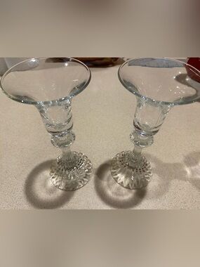 Vintage Mikasa Crystal Stemmed Csndle Holders Elegant Pair